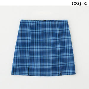 格子包臀裙 深蓝色GZQ-02