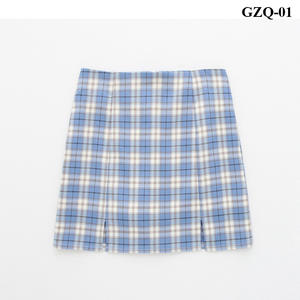 格子包臀裙 蓝色GZQ-01