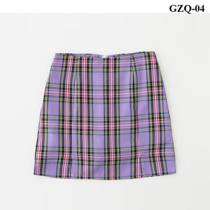 格子包臀裙 紫色GZQ-04